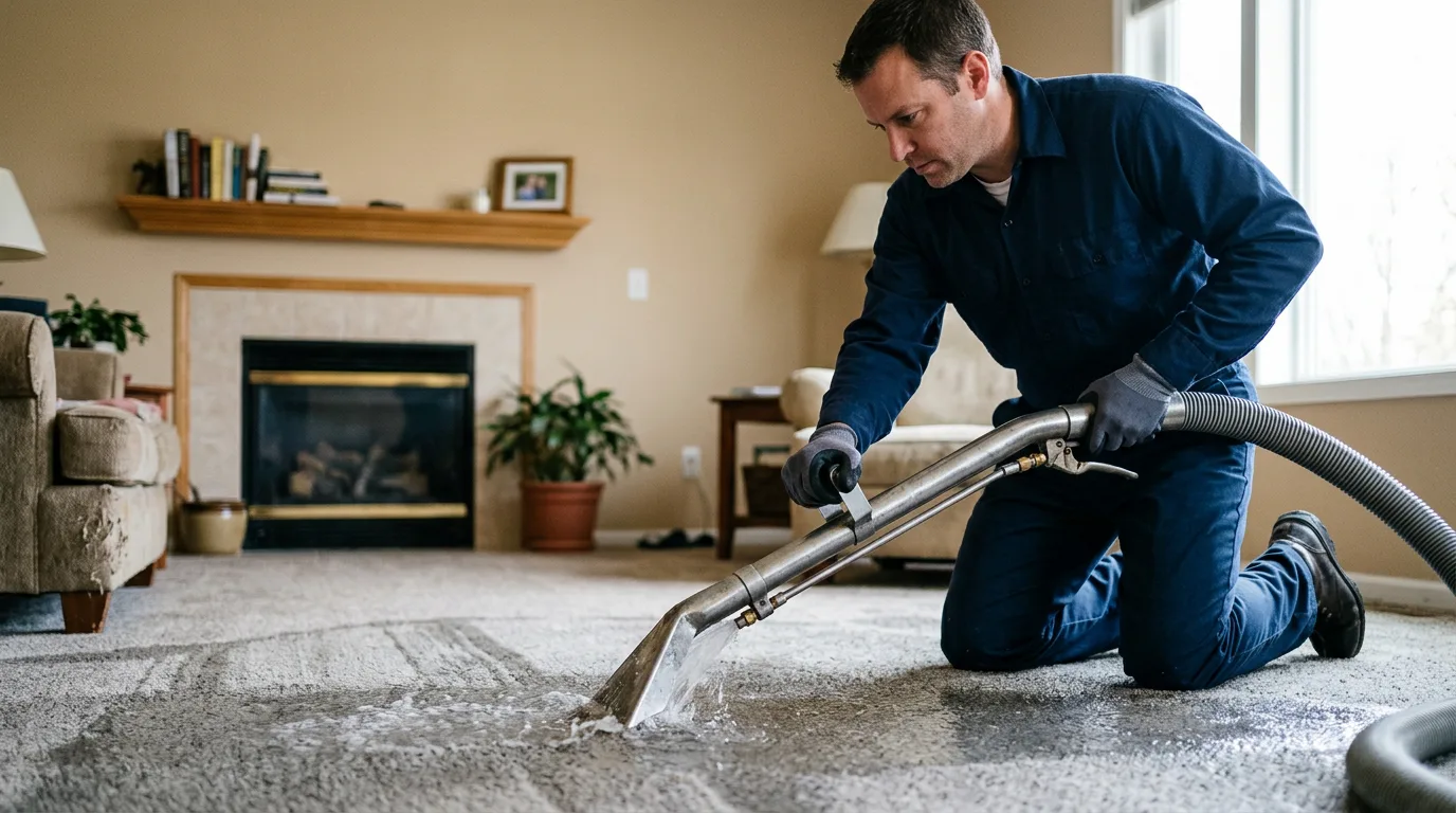 Water damage restoration technician working near Burlington, WV